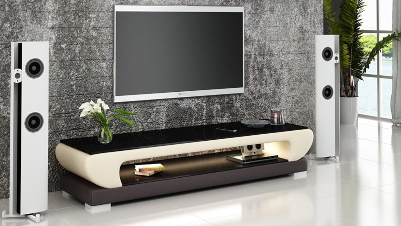TV-Board RTV TS1002 TV-Sideboard aus Leder und Glas mit Stauraum