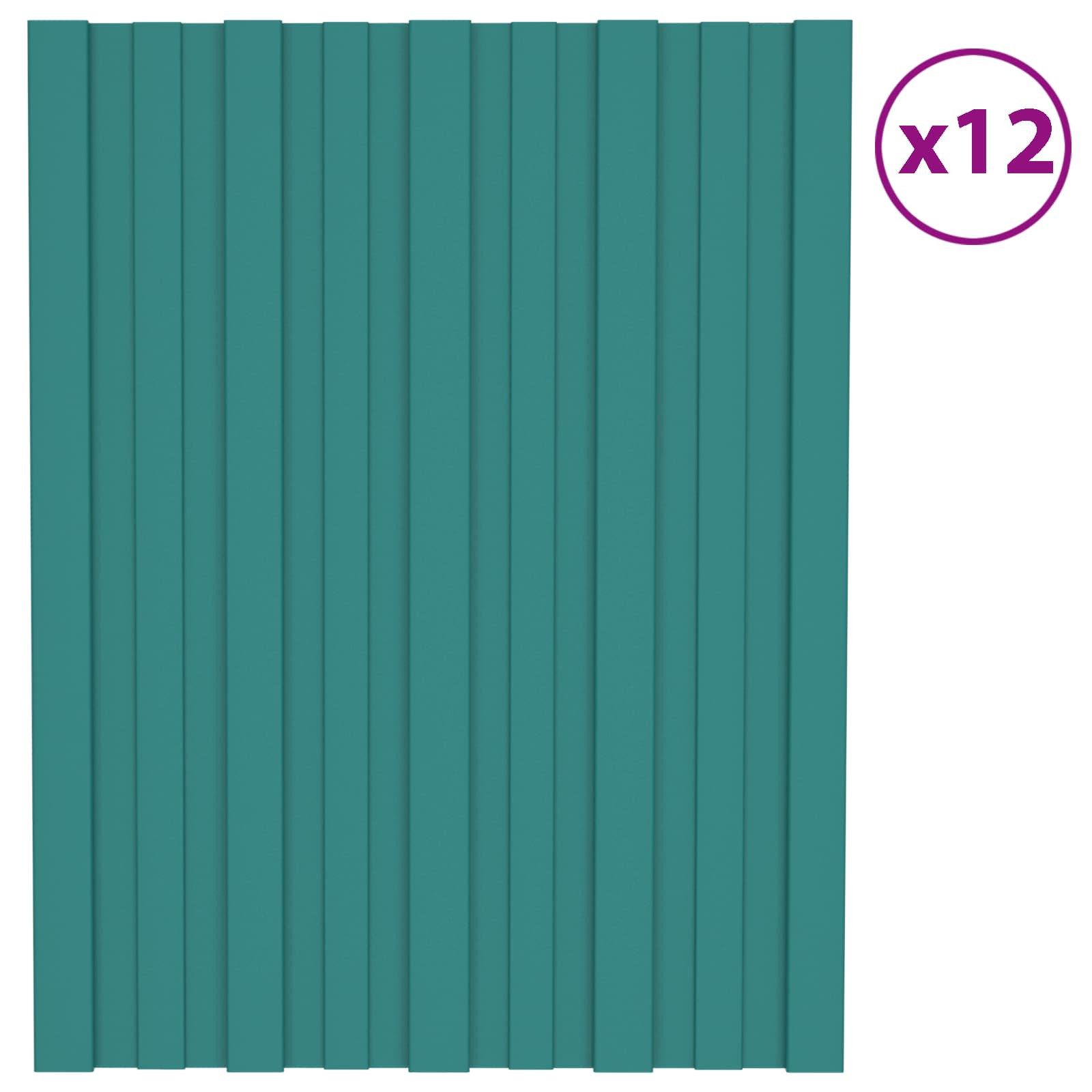 vidaXL Terrassendach Dachpaneel 12 stk. Grün 60 x 45 cm Verzinkter Stahl, (12-St)