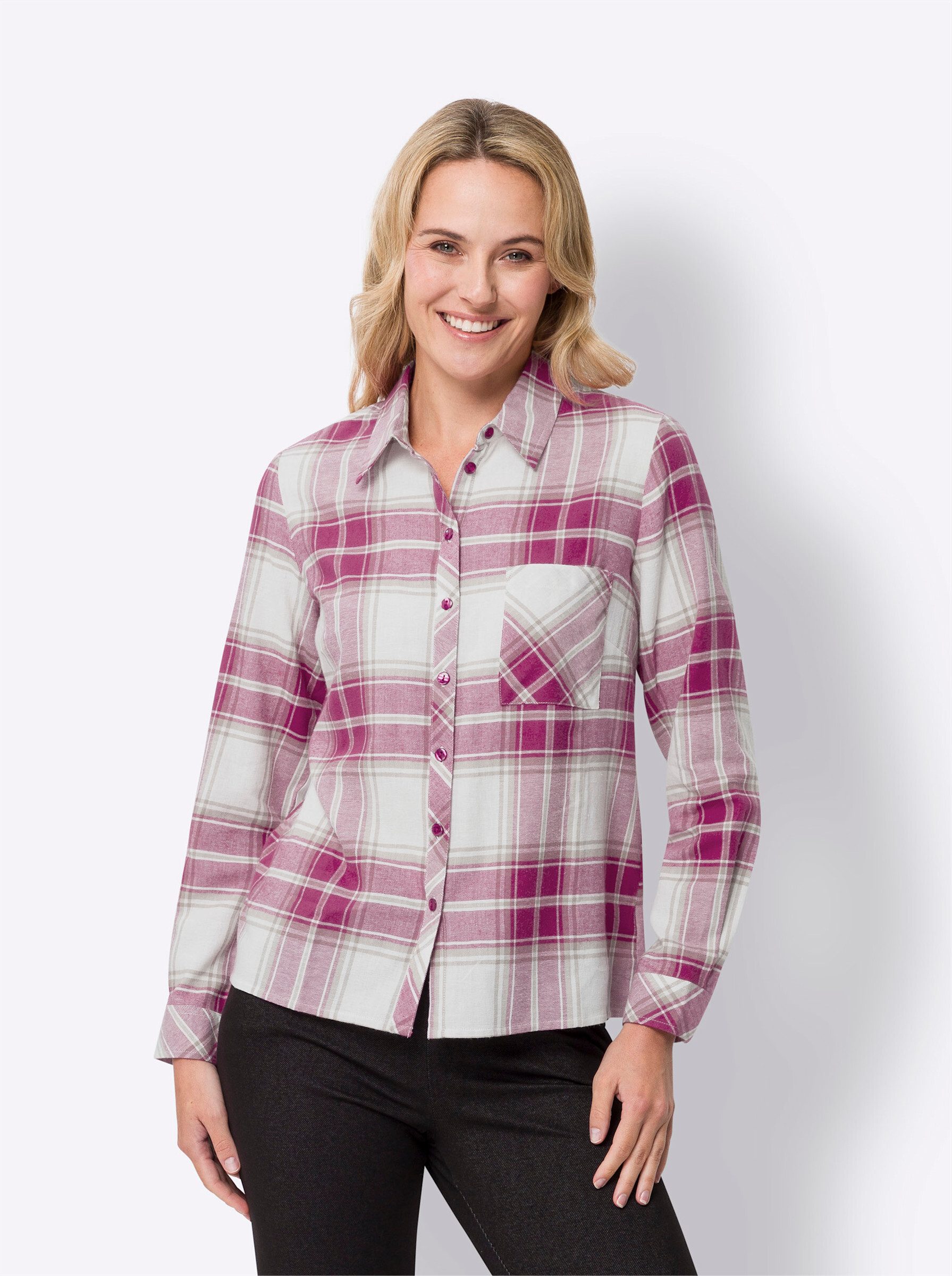 Sieh an! Klassische Bluse Flanellbluse . günstig online kaufen