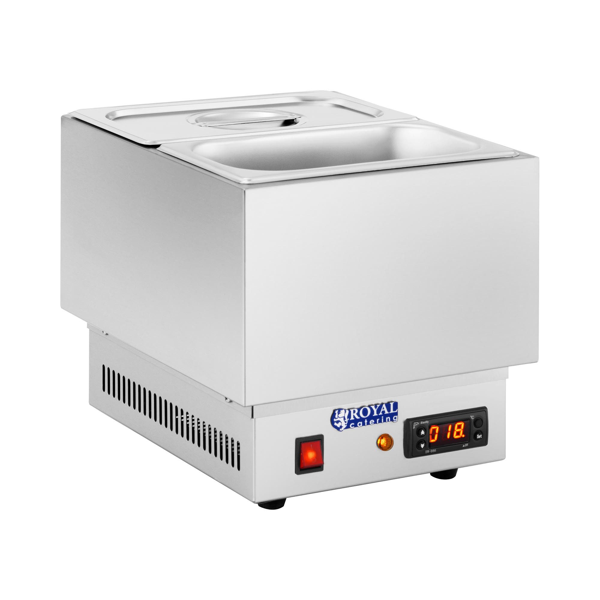 Royal Catering Fonduetopf Schokoladen Schoko Fondue Schmelzgerät Schokoladenwärmer Behälter 8L, Edelstahl