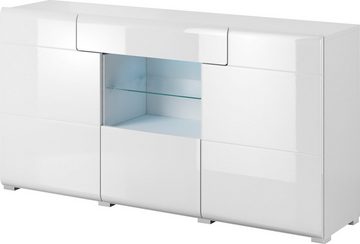 INOSIGN Sideboard Toledo,Breite 159cm,moderne Anrichte mit dekorative Fräsungen,grifflos, Kommode viel Stauraum, Einlegeböden verstellbar,ohne Beleuchtung