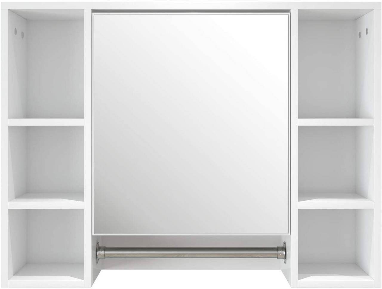 EUGAD Spiegelschrank (1-St) mit 8 Tür Weiß mit Wandschrank 80x20x60cm Ablagen