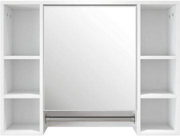 EUGAD Spiegelschrank (1-St) mit 8 Ablagen Wandschrank mit Tür 80x20x60cm Weiß