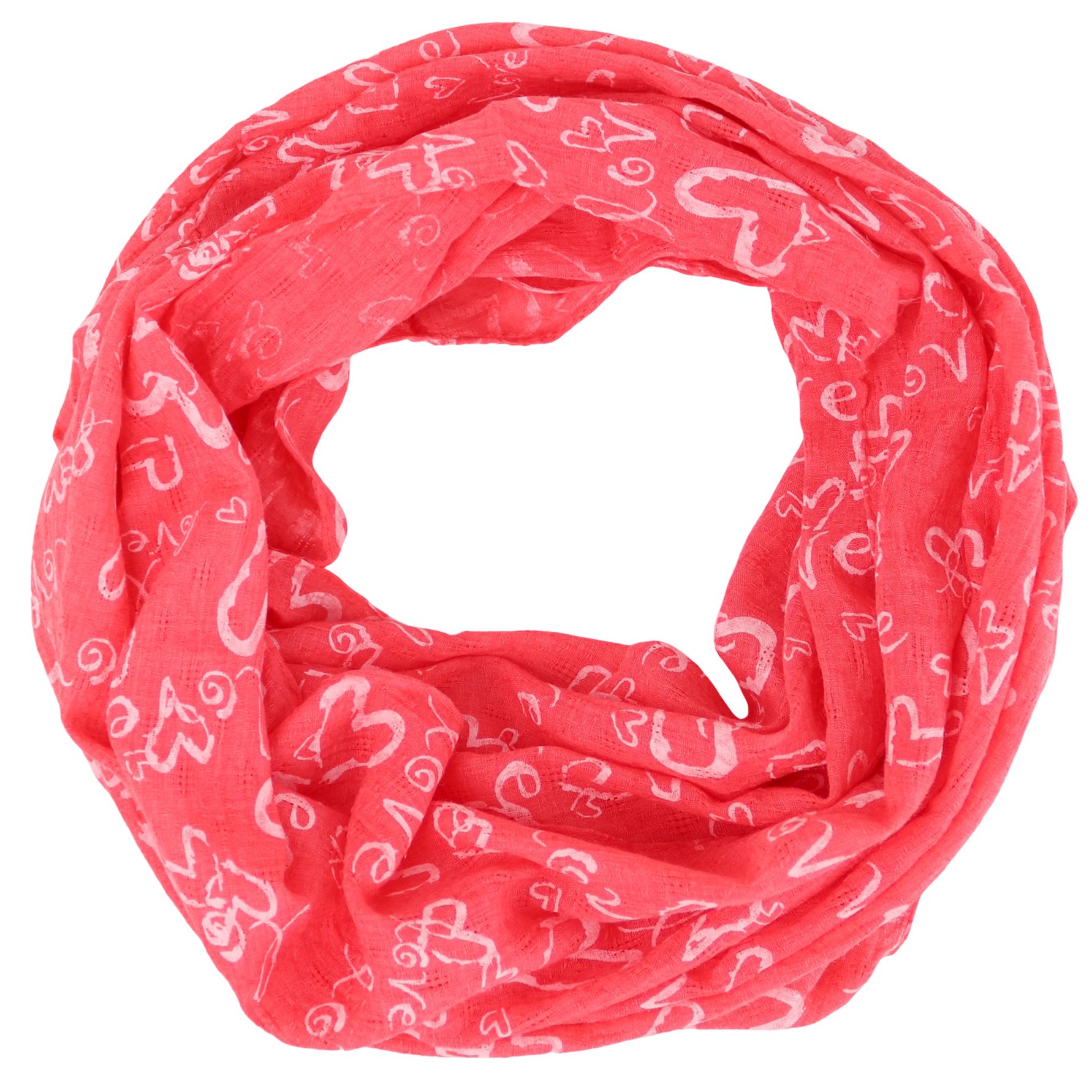 Loop Damen Schal mit Love Herz Muster Weich aus 100% Baumwolle