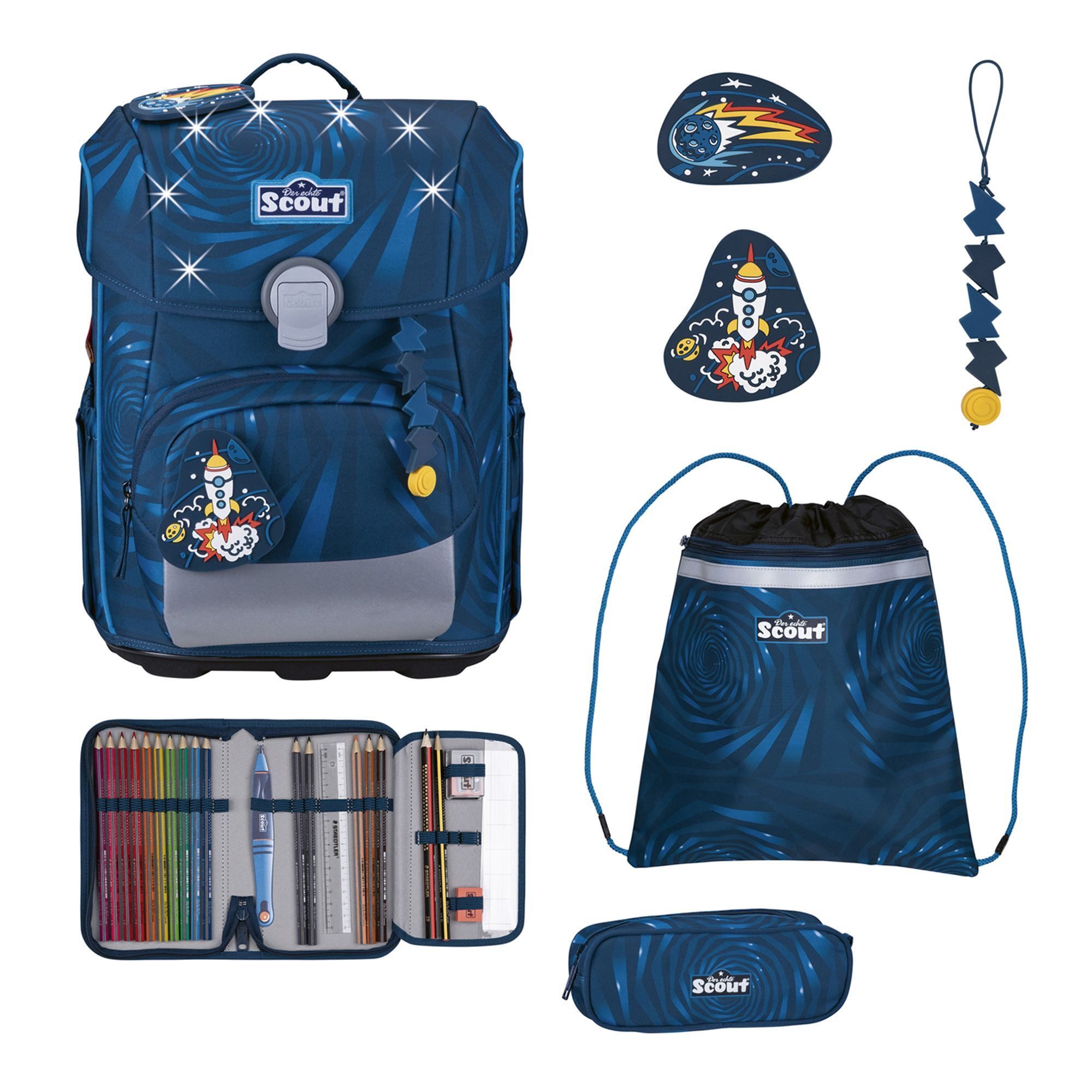 Scout Schulranzen Neo LED (8-tlg), Polyester