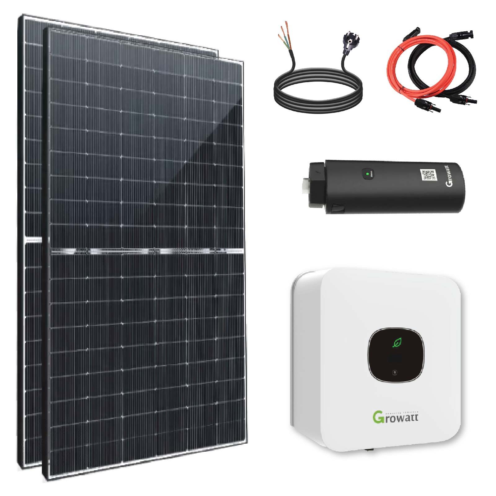 SOLAR-HOOK etm Solaranlage 2000W/1760W/1000W/880W Bifazial Komplett Steckdose, 880,00 W, Monokristallin, (Inkl. Growatt Shine WIFI-X DTU Stick, Plug & Play Smart Mini PV Anlage, 2x440W Solarmodule mit Growatt MIC 600 TL-X WIFI Wechselrichter), und 5m Anschlusskabel & Verlängerungskabel
