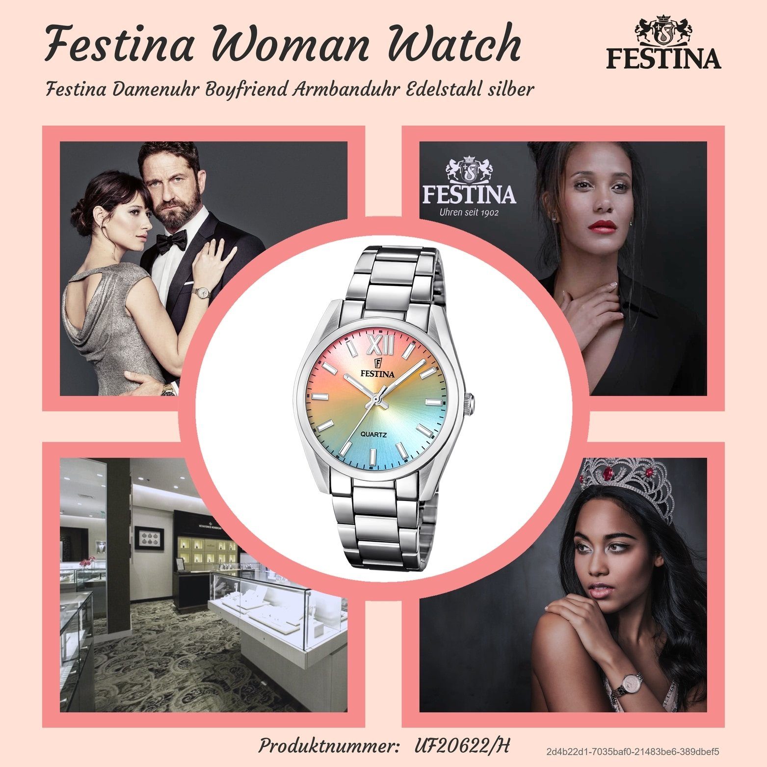Festina Quarzuhr Festina Damenuhr Boyfriend Armbanduhr, günstig online kaufen