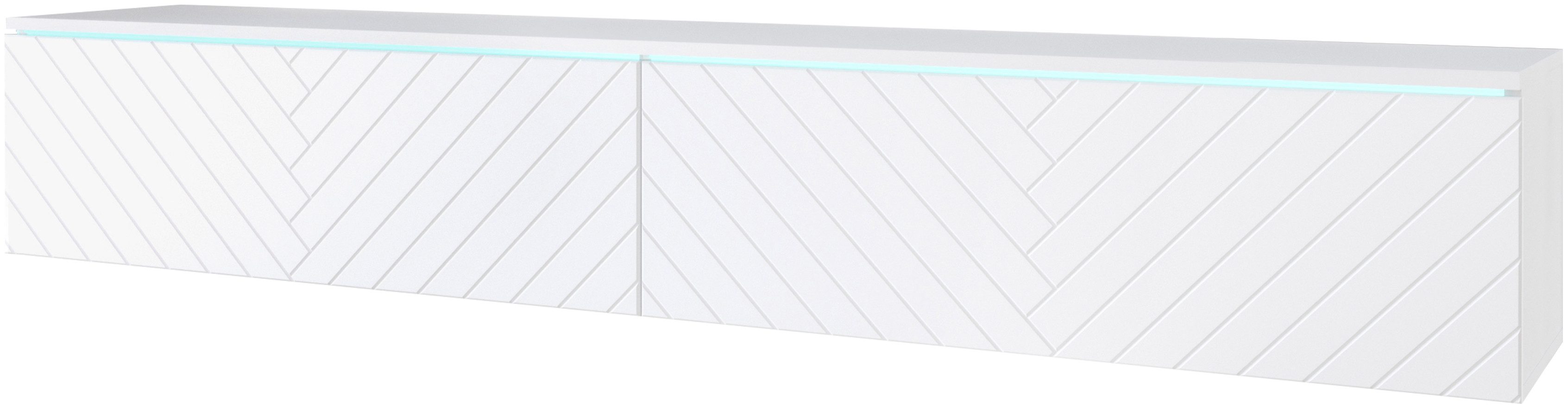 Home affaire Lowboard Vera, wahlweise mit oder ohne Beleuchtung, gefräste MDF Front mit 3D Effekt, stehend und hängend montierbar