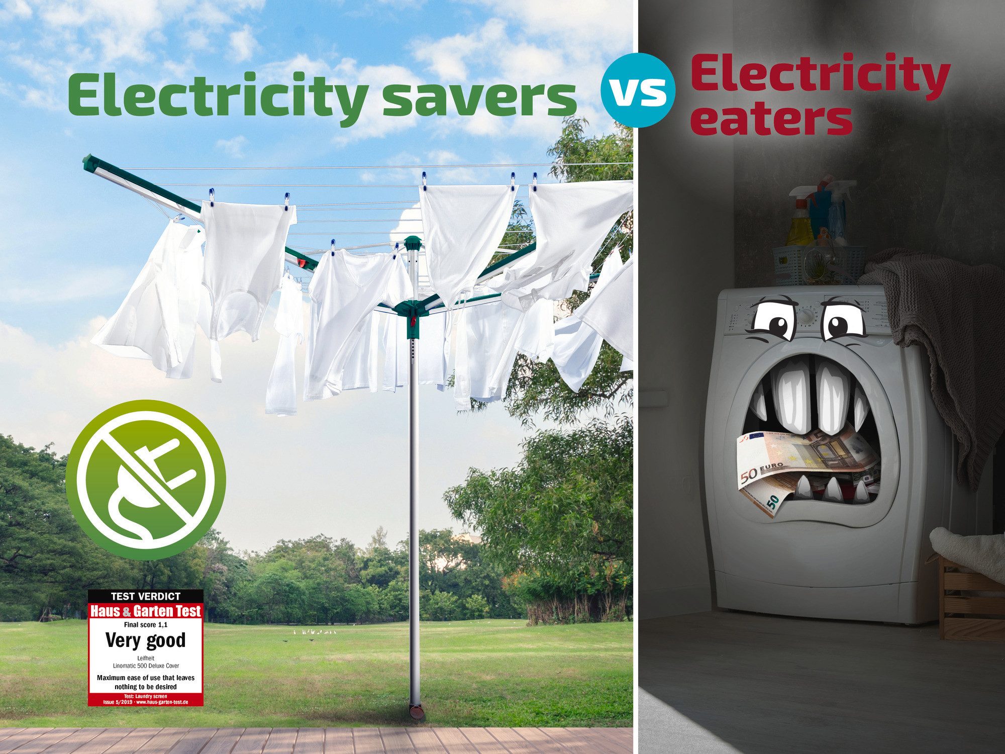 Leifheit Wäschespinne Wäscheschirm Linomatic 500 Deluxe Cover, 50m Leinenlänge, Leinenautomatik, einfaches öffnen, Schutzhülle