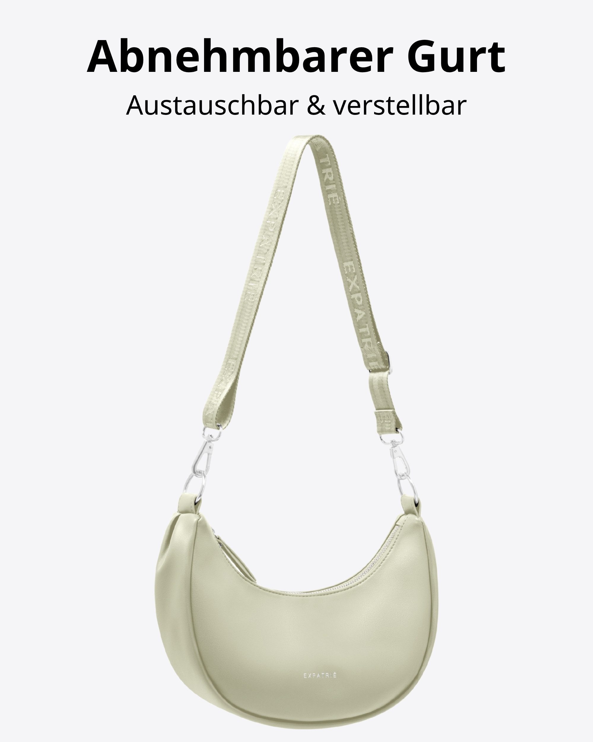 Expatrié Umhängetasche Lea Small Half Moon Bag Schultertasche, Elegante Crossbody Bag in Halbmond Form, Wasserabweisend
