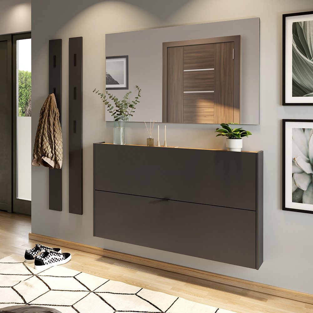 Lomadox Garderoben-Set ABERDEEN-01, (Spar-Set, 4-St), in grau mit Eiche, id günstig online kaufen