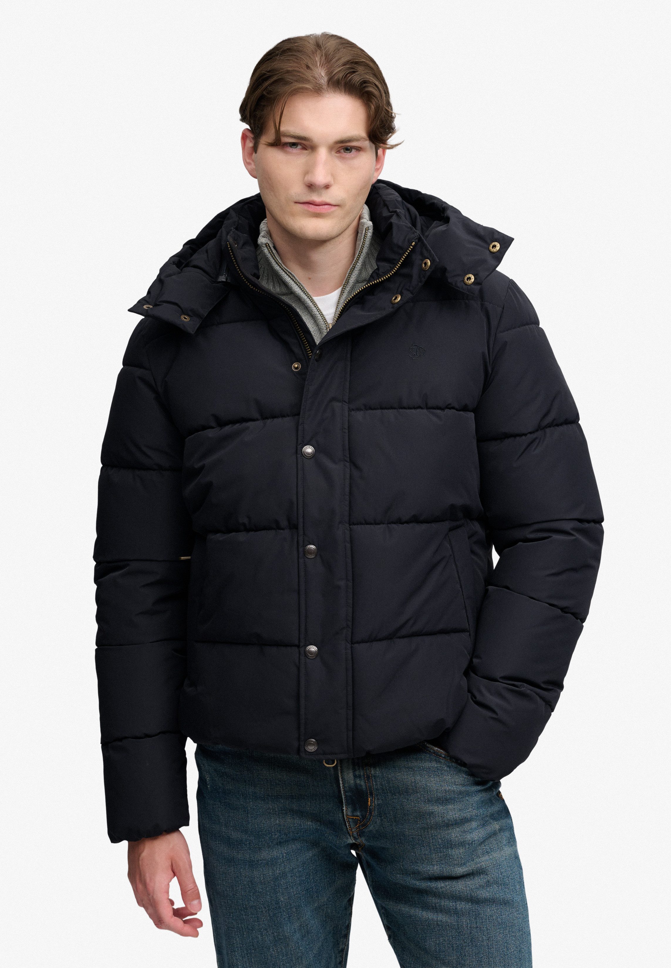 Superdry Steppjacke PREMIUM HOOD PUFFER JKT Kunstfaser, relaxed fit