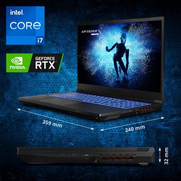 ERAZER Gaming-Notebook (43.9 cm/17.3 Zoll, Intel Core i7 12. Gen Core i7-12650H, Nvidia Geforce RTX 4060, 1000 GB SSD, Full-HD Display 144Hz, MD62620)