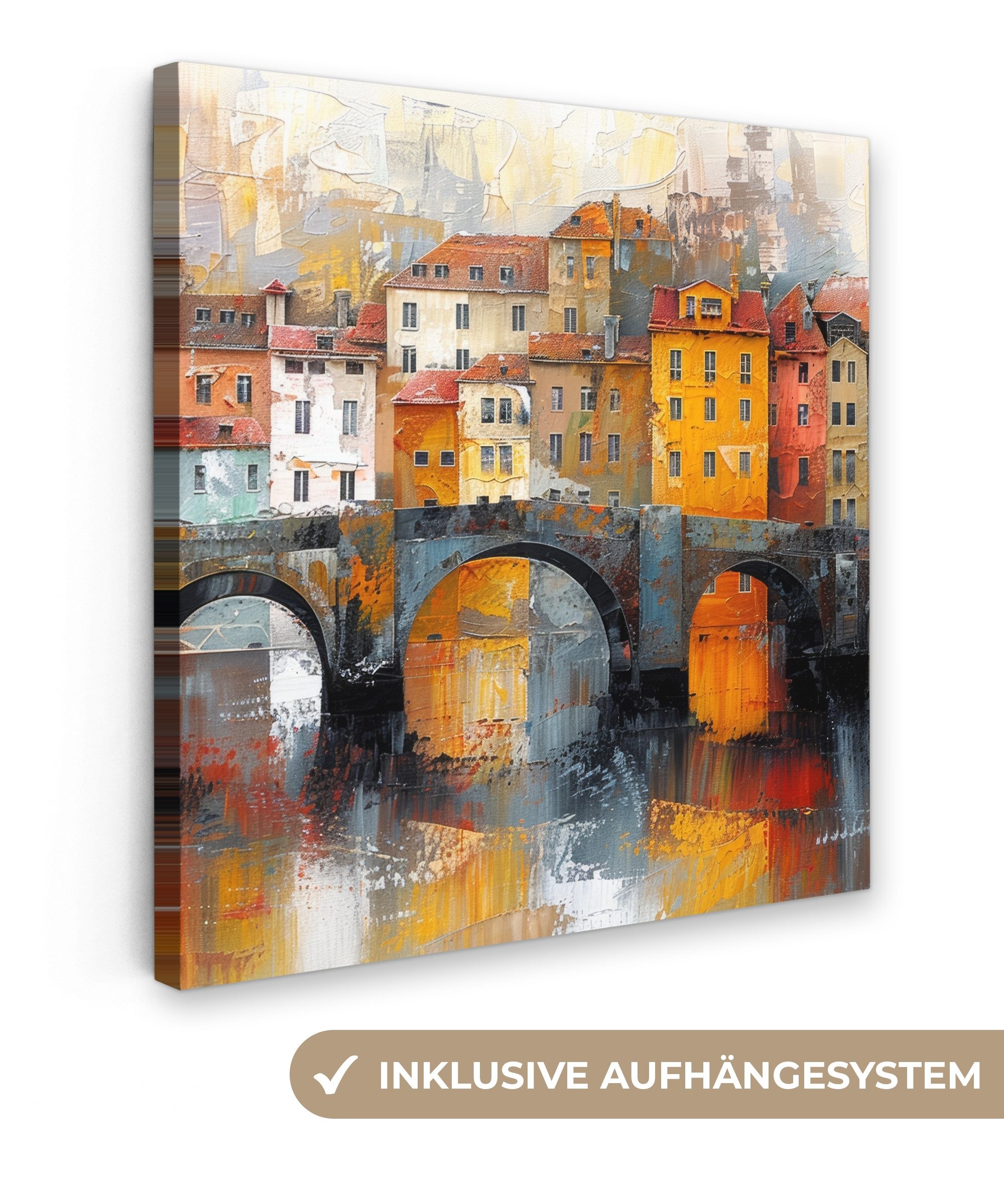 OneMillionCanvasses® Leinwandbild Graben - Häuser - Kunst, Fotodruck (1 St) günstig online kaufen