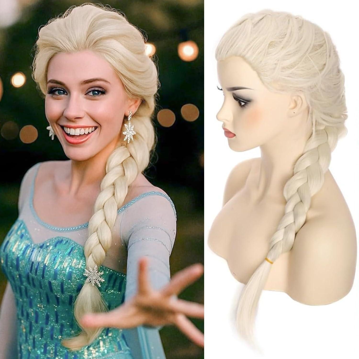 Kostüm-Perücke Perücke Damen Flechtperücke Cosplay Halloween Elsa