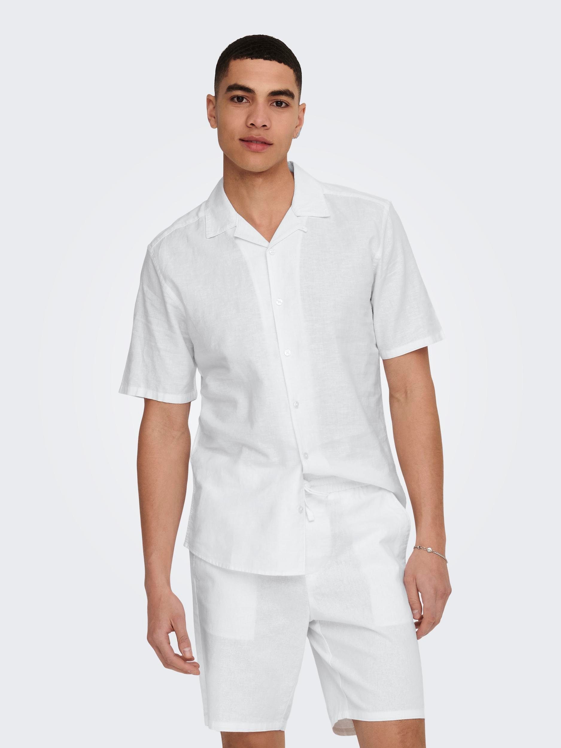 ONLY & SONS Kurzarmhemd ONSCAIDEN SS SOLID RESORT LINEN NOOS