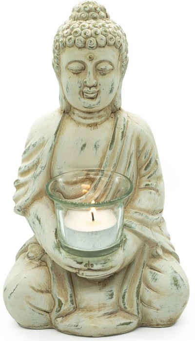 NOOR LIVING Teelichthalter Buddha (1 St), aus Terrakotta, Höhe ca. 24 cm