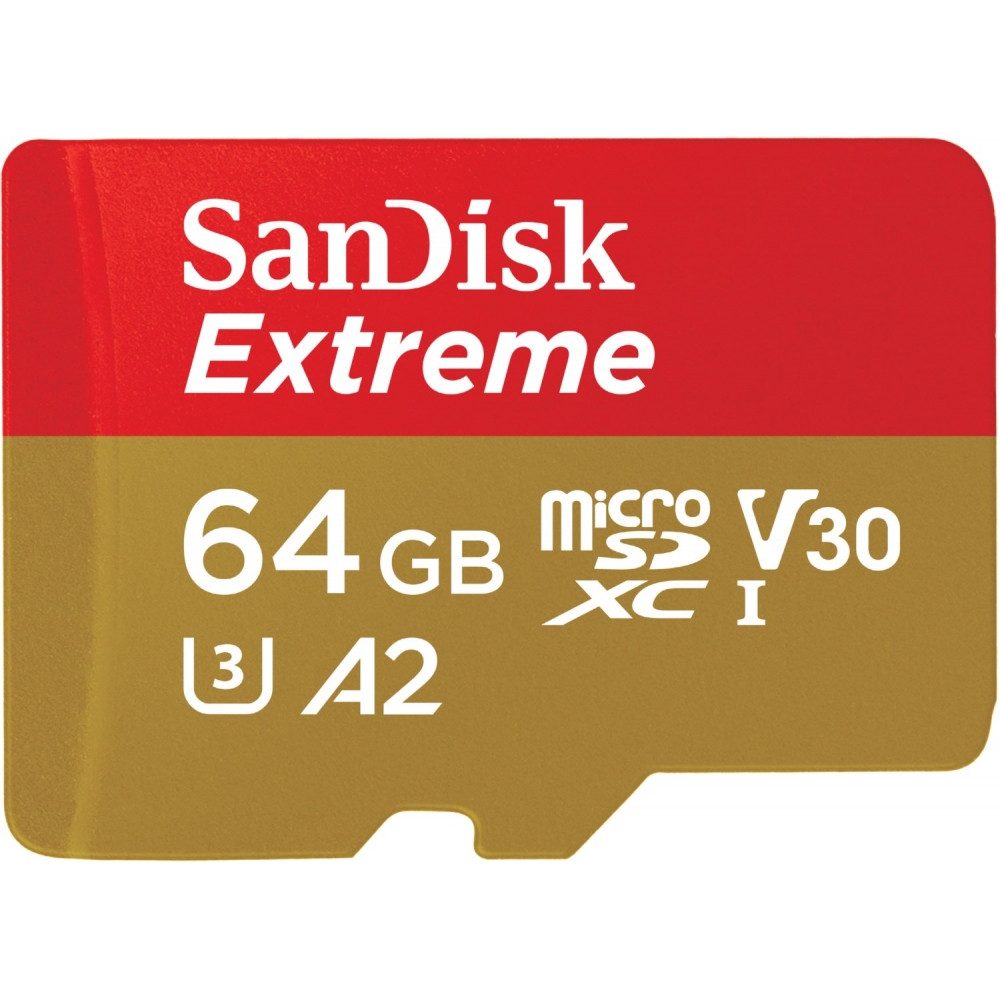 Sandisk Sandisk microSDXC 64GB + Adapter für Actionkameras. Speicherkarte (64 GB GB, Hohe Kapazität)