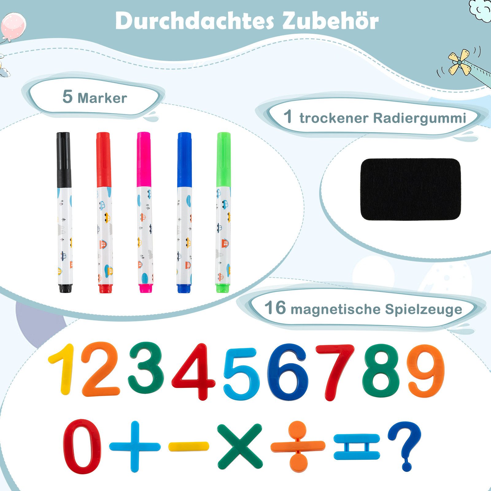 COSTWAY Standtafel, (2-tlg), Kinder-Staffelei mit Stuhl, höhenverstellbar