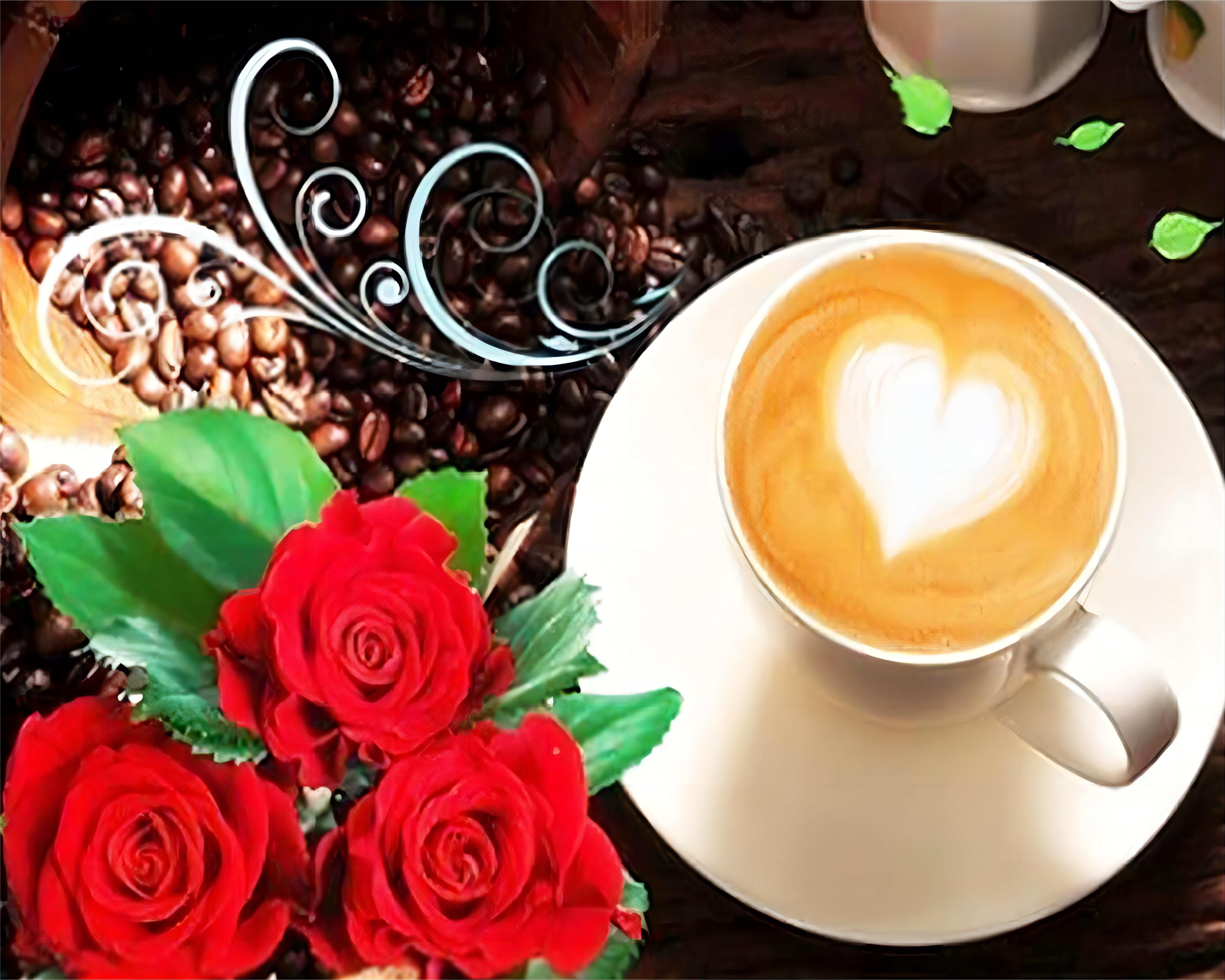 Rötting Design Раскрась по номерам Diamond Painting Set 5D DIY Motiv Kaffeetasse mit Herz (Komplett-Set), Diamond Painting На полный экран, Lieferung enthält alle Utensilien