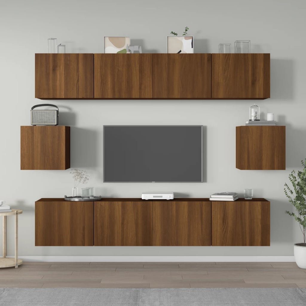 furnicato TV-Schrank 6-tlg. TV-Schrank-Set Braun Eichen-Optik Holzwerkstoff | TV-Schränke