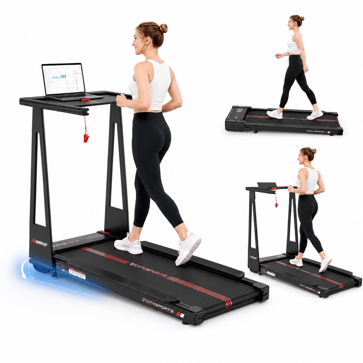 CITYSPORTS Laufband für Zuhause mit Steigung, mit 1400W Bosch Motor,2PS (mit Toolkit und Schmieröl), 1-12 km/h,mit 3 einstellbaren Steigungsstufen, mit App und Bluetooth