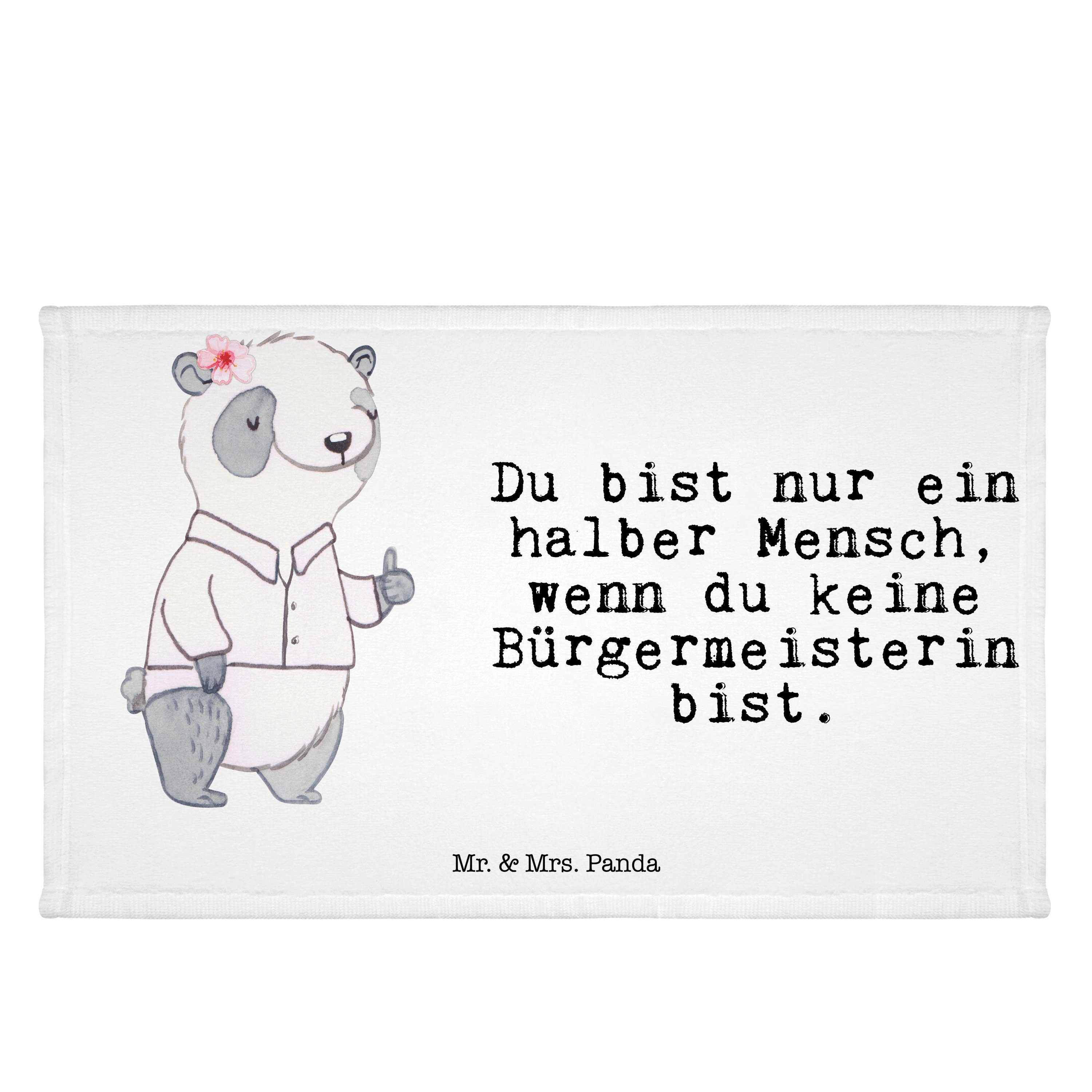 Mr. & Mrs. Panda Handtuch Bürgermeisterin mit Herz - Weiß - Geschenk, Gemeinde, Oberbürgermeist, (1-St)