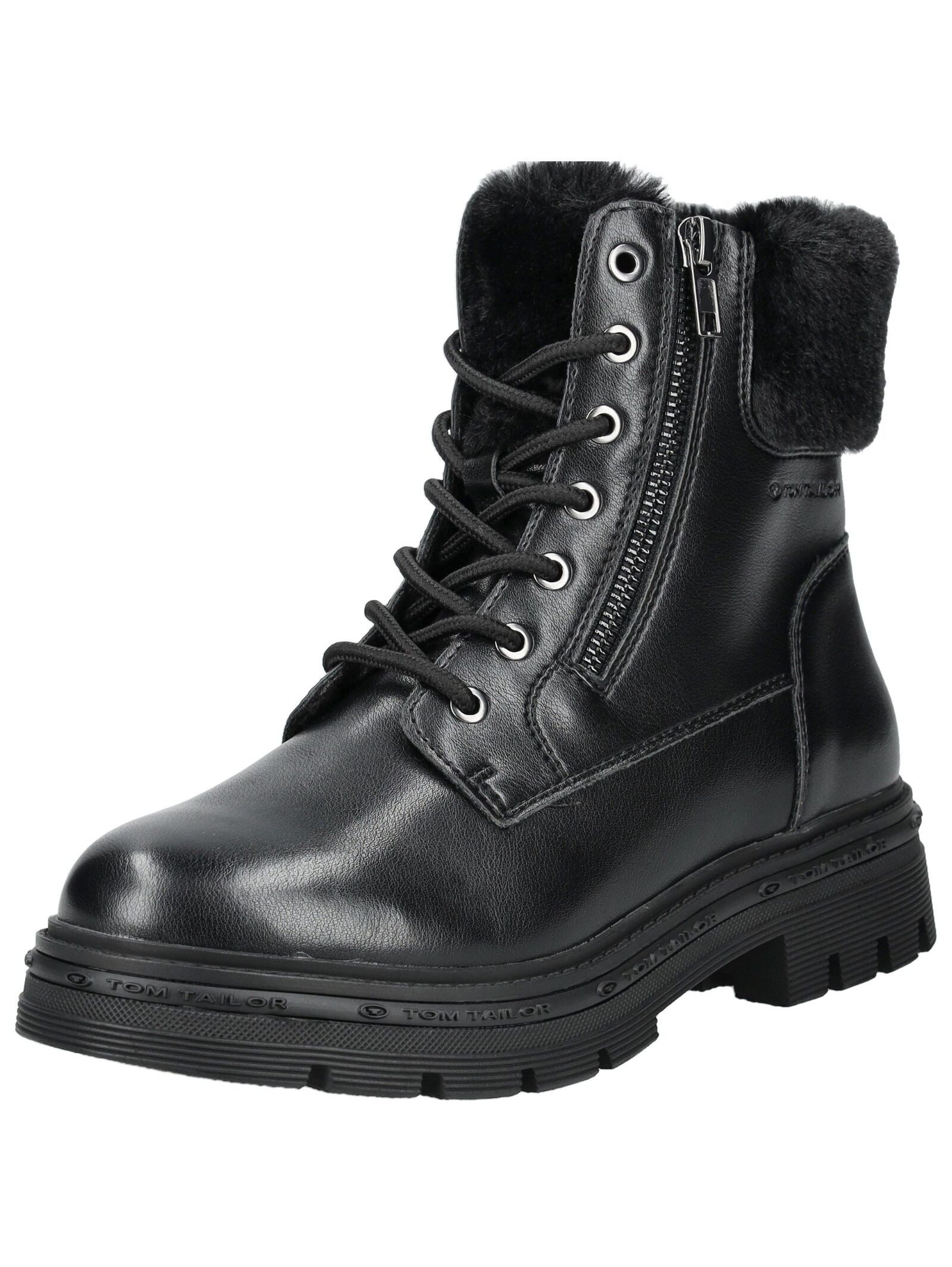 Stiefelette Lederimitat/Textil . Schnürstiefelette