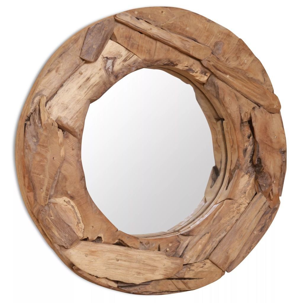 vidaXL Spiegel 60 cm Dekorativer Spiegel Teak 60 cm Rund