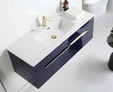 Faizee Möbel Badmöbel-Set badmöbel set, Königsblau komplett 5TLG 90 cm, (Komplett-Set, 5-St), Led beim Waschbecken-Unterschrank (TOUCH) Soft-Close-Mechanismus
