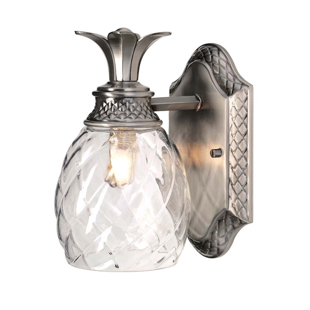 Elstead LIGHTING LED Wandleuchte, Leuchtmittel inklusive, Warmweiß, Wandlampe Leuchte Stahl Glas Nickel Flurleuchte H 22 cm 1 Flammig