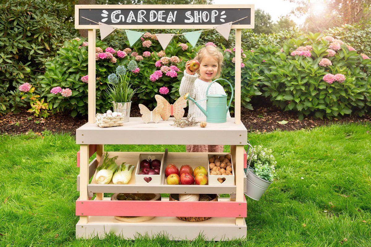 MUDDY BUDDY® Kaufladen Garden Friend, Outdoor Shop, natur - warmgrau/malvenrosa
