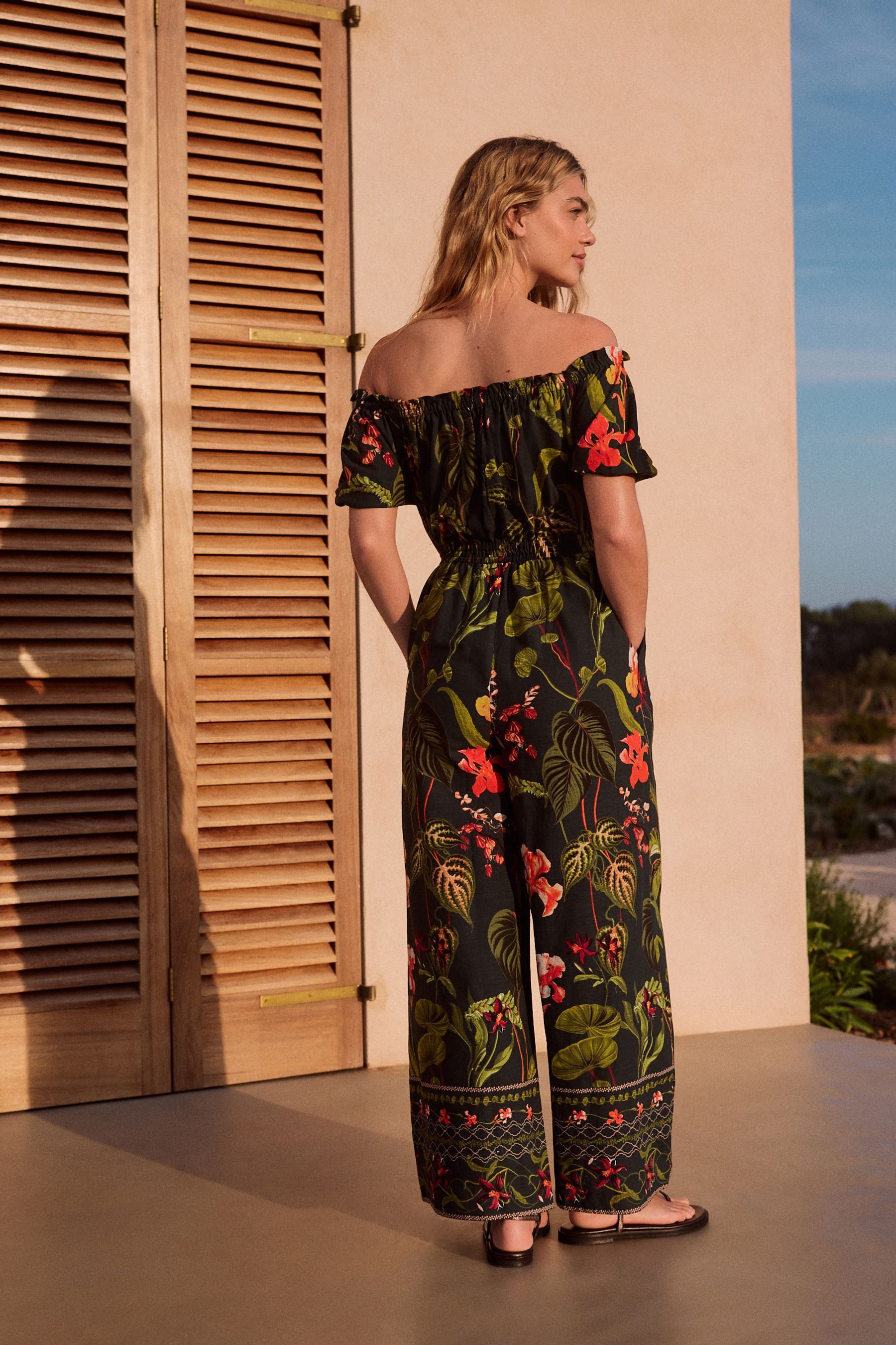 Next Jumpsuit Schulterfreier Jumpsuit mit weitem günstig online kaufen