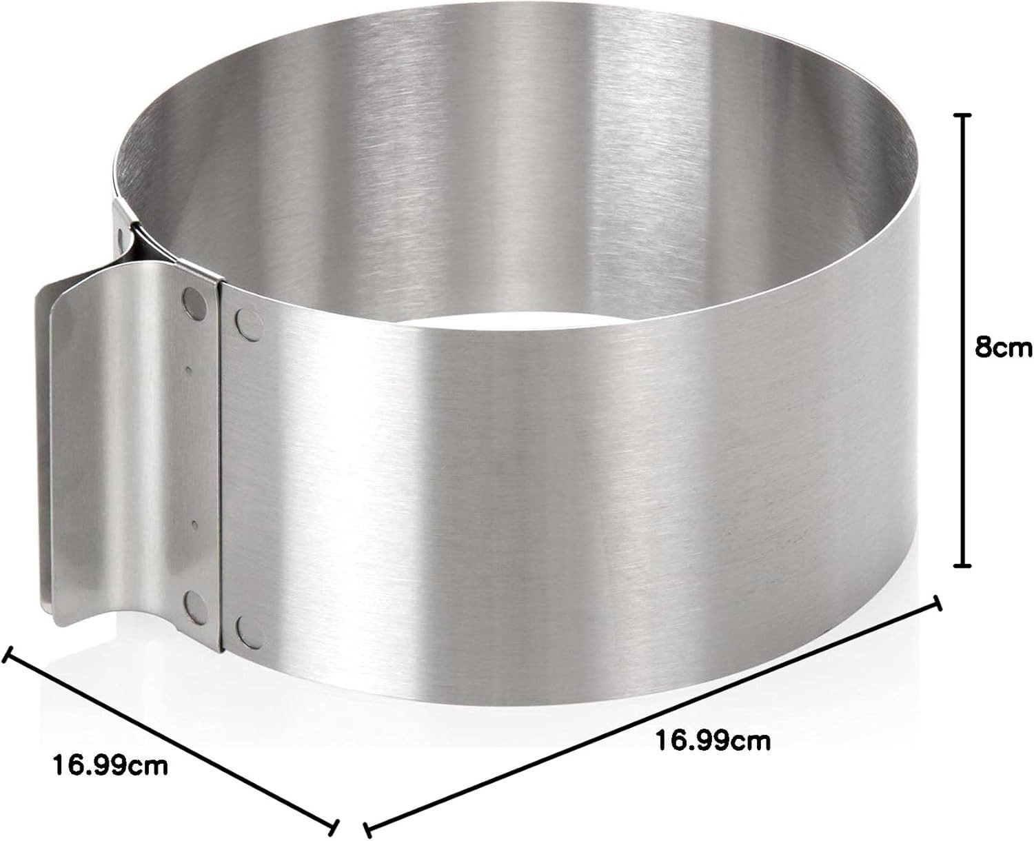 Wenco Tortenring verstellbar 16-30 cm, 8 cm hoher Kuchenring aus Edelstahl, (1 tlg), Hitzebeständig, Ofenfest, Rostbeständig, Strapazierfähig – Bild 2 von 5