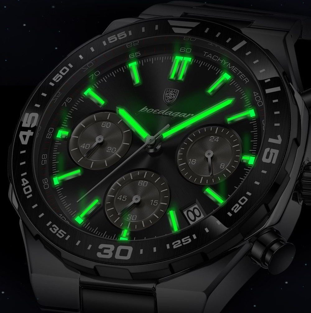 POEDAGAR Quarzuhr Poedagar 697 Elegante Herrenuhr mit Chronograph und Tag-Nachtanzeige 697 – Bild 5 von 5