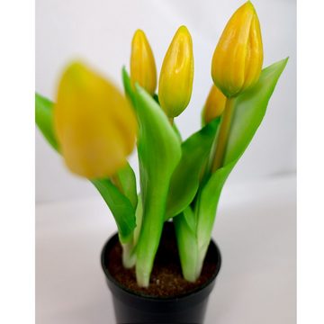 Kunsttulpe Gelbe Tulpen im Topf künstlich, 25cm, DekoTown