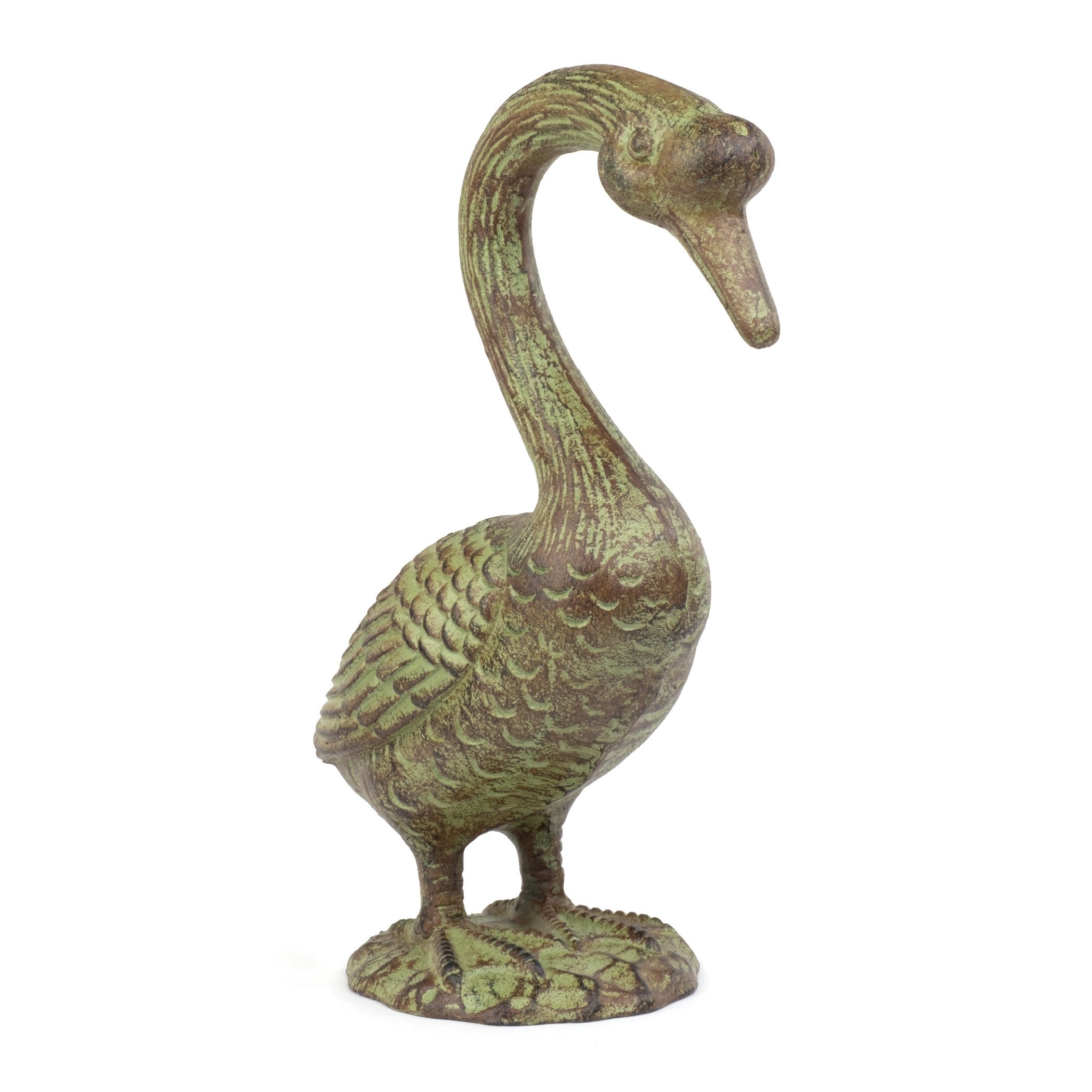 Moritz Gartenfigur Gans Figur stehend Gusseisen H 31 cm B 22,5 cm grün braun Antik-Optik