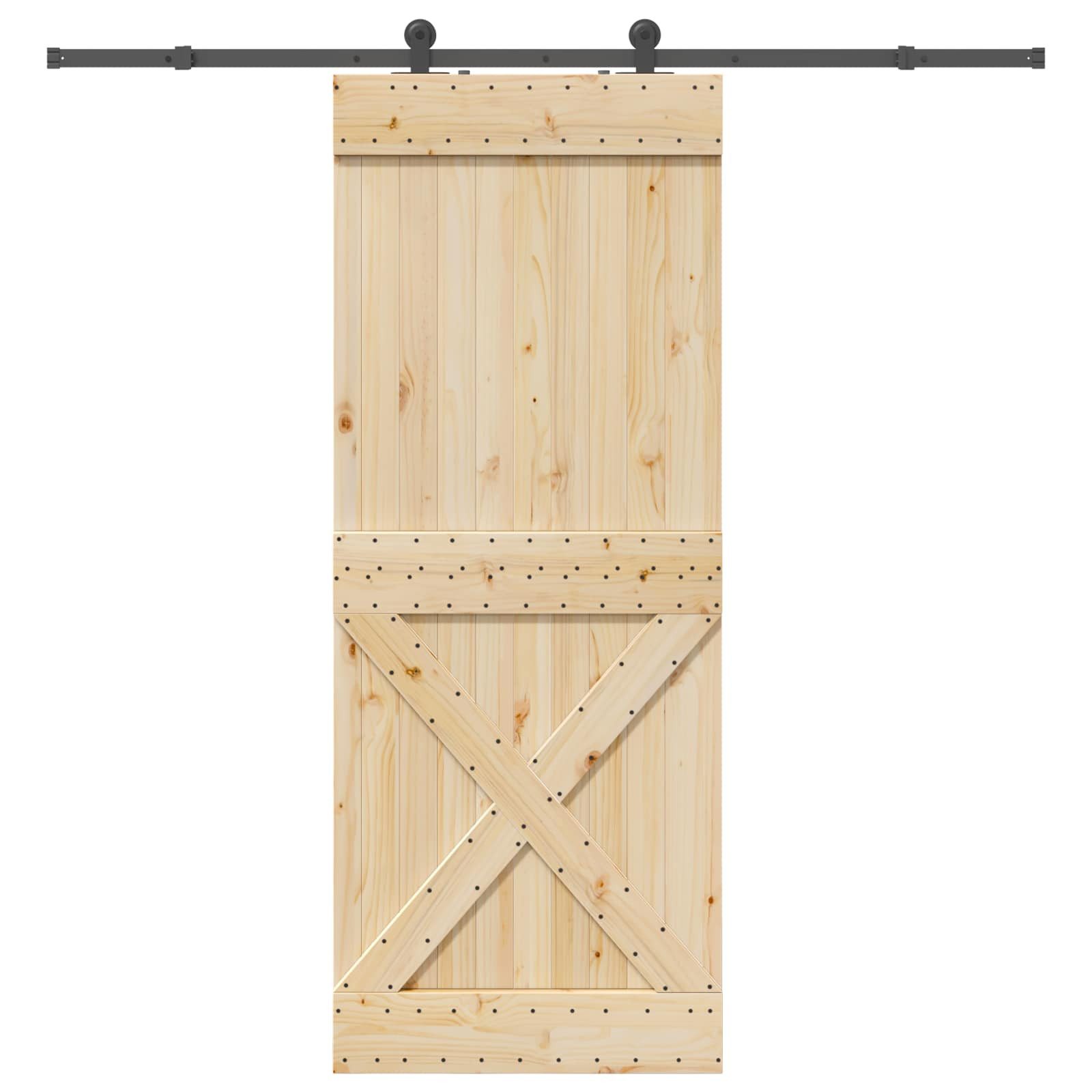 vidaXL Schiebetür Schiebetür NARVIK Natürlich und Schwarz 90 x 210 cm (213,5 cm) (1-St)