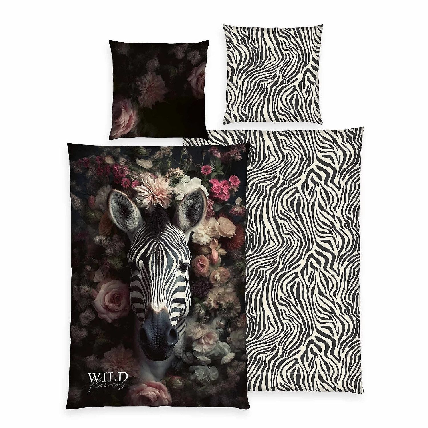 Herding Bettwäsche Bettwäsche Wild Flowers Zebra Animalprint 100% Baumwolle günstig online kaufen
