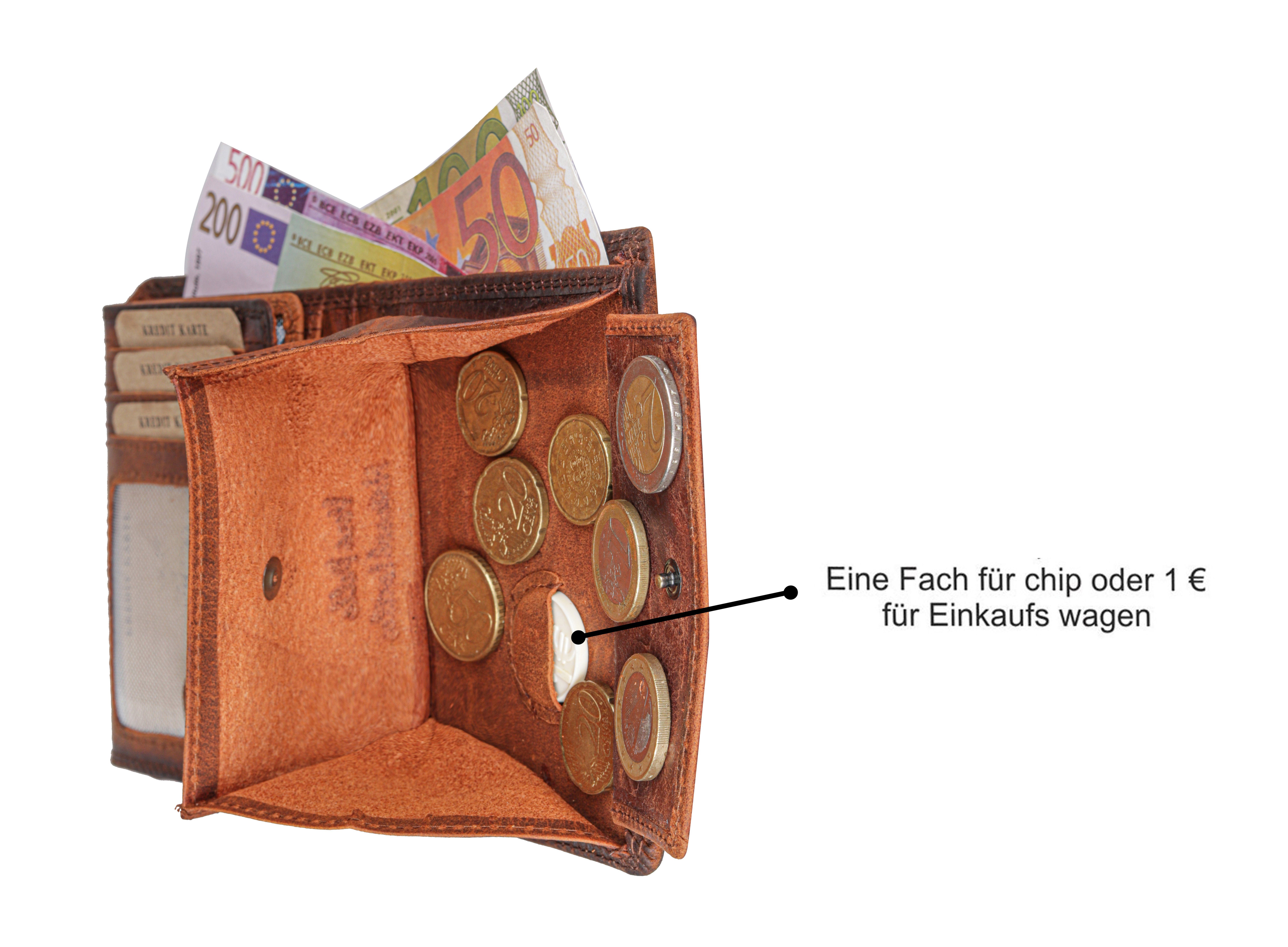 SHG Geldbörse Herren Leder Büffelleder mit Lederbörse Schutz Börse RFID Portemonnaie, Männerbörse Brieftasche Münzfach