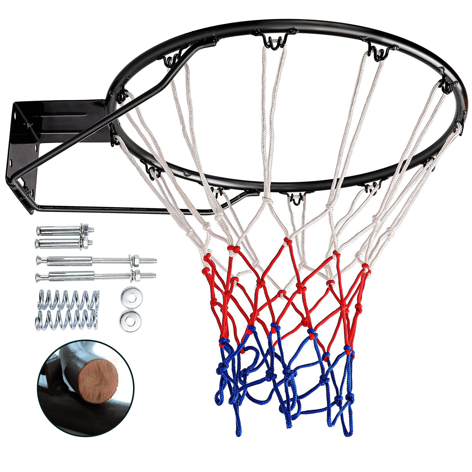 YOLEO Basketballkorb 45 cm Outdoor Wandmontage mit Netz Basketballring