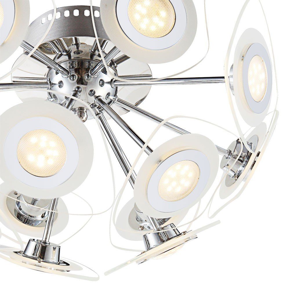 Watt Decken LED Globo Leuchte Chrom Lampe LED 31,2 Licht Design Warmweiß, inklusive, Globo Glas Leuchtmittel Deckenleuchte,