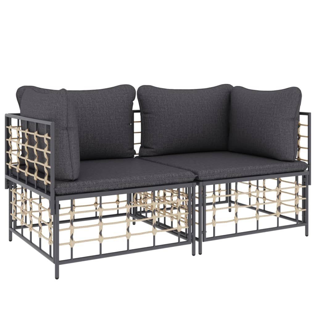 mit 2 Modular Kissen Loungesofa Ecksofas Dunkelgrau Stk. Teile vidaXL Poly 1 Rattan,