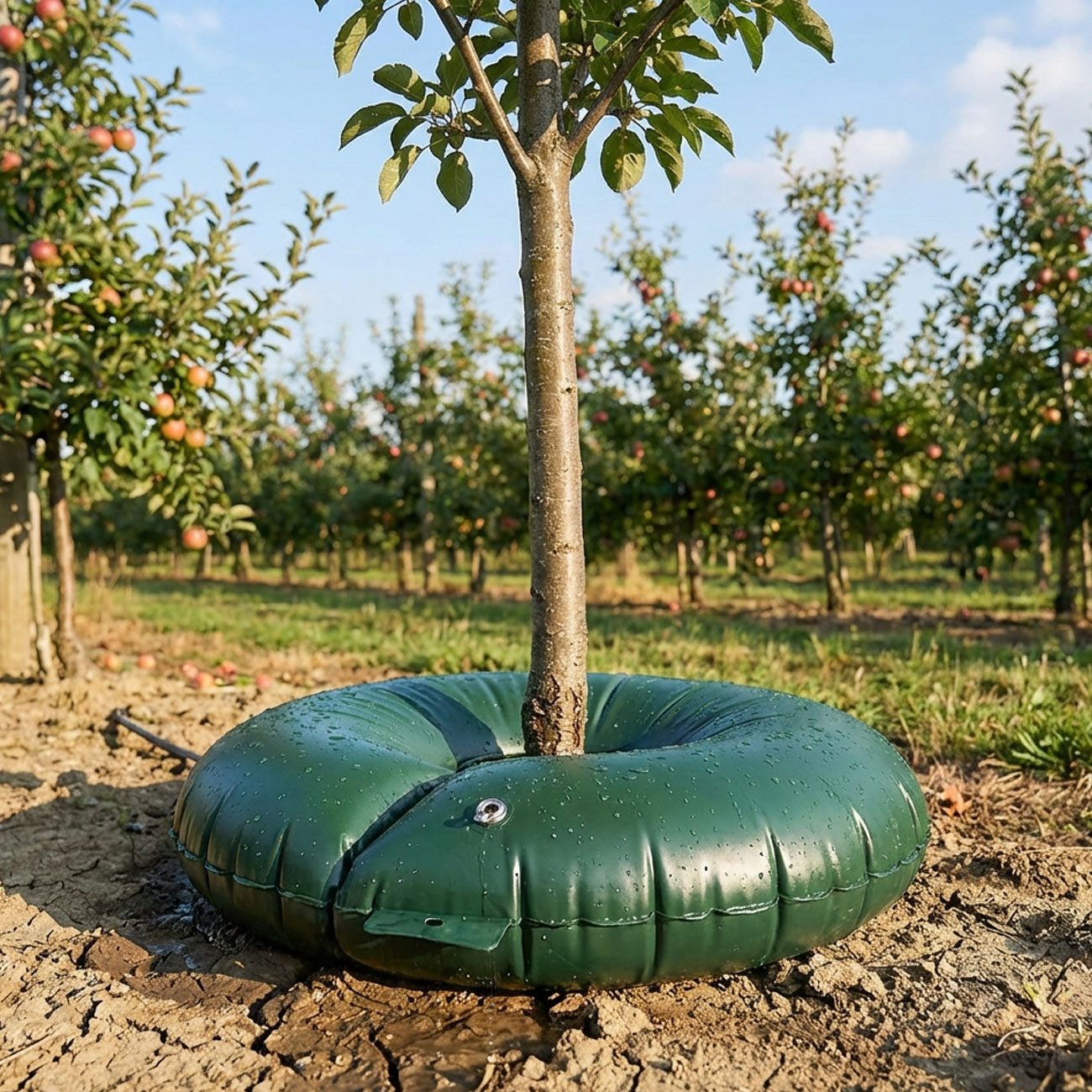 shop'n smile ideoon Bewässerungssystem Baumbewässerungsring 55L PVC-Bewässerungsbeutel bis 30 cm Stammumfang, (1-tlg), Gewebestärke 400g/m², UV-beständig, 7St.-Tröpfchensystem