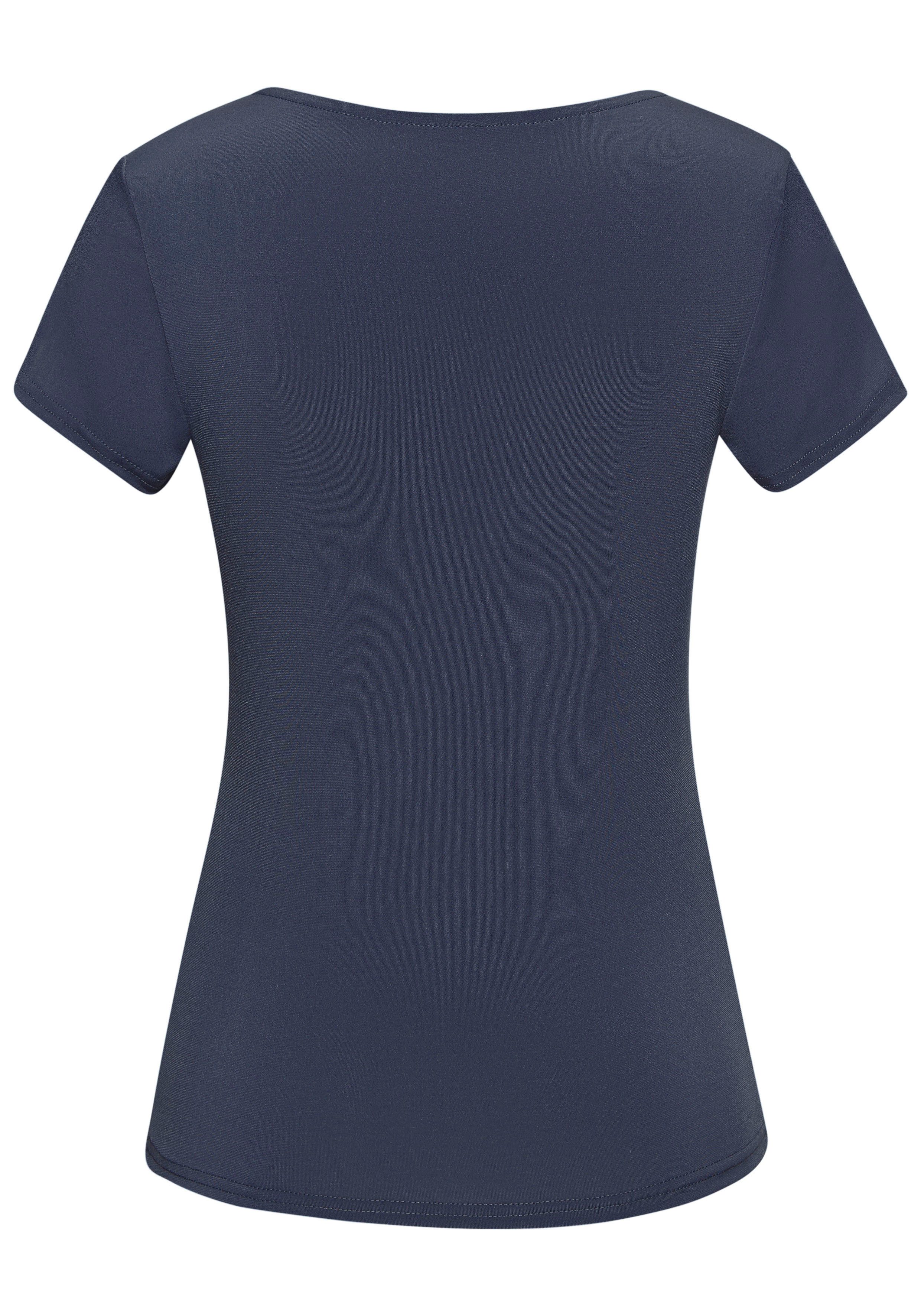 LASCANA T-Shirt aus bügelfreiem Material, elegantes Kurzarmshirt, doppellagig