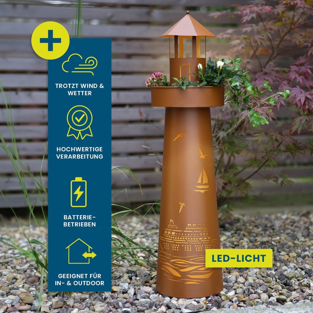Hoberg Dekosäule LED Pflanzsäule im Leuchtturm günstig online kaufen