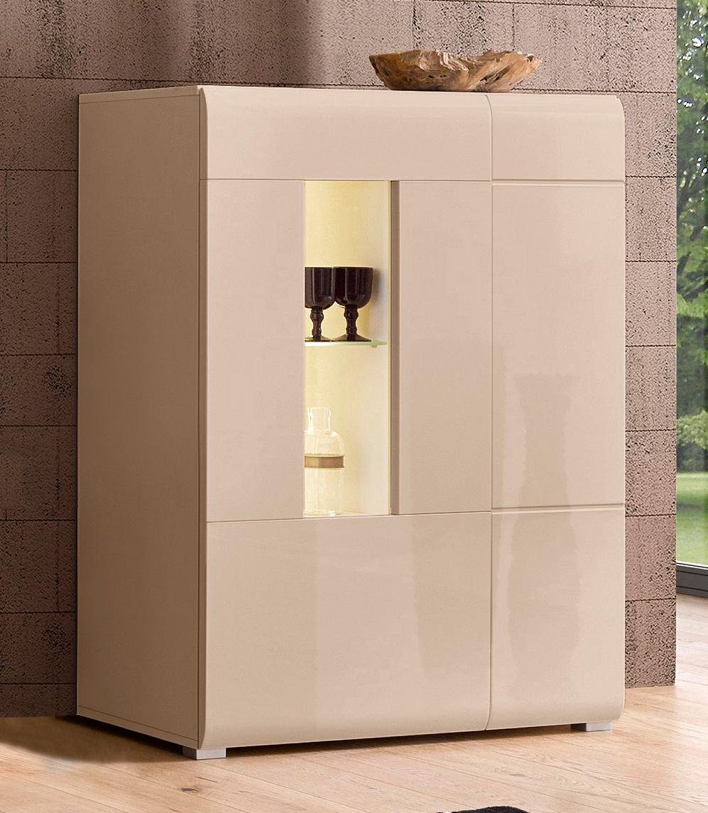 Highboard von der Marke ROOMED in der Farbe kaschmir/kaschmir Hochglanz