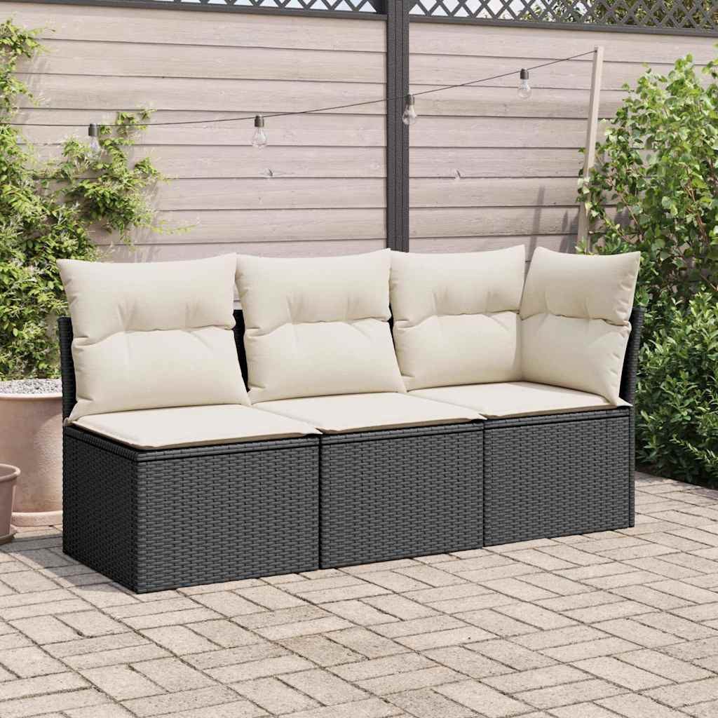 vidaXL Loungesofa Garten-Ecksofa mit Kissen Schwarz günstig online kaufen