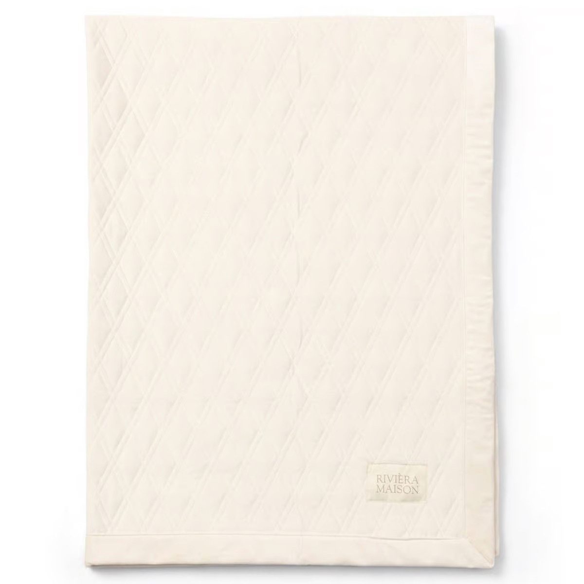 Wolldecke Rivièra Maison Macon Quilted Throw 180x130cm beige, Plaid Decke, Rivièra Maison