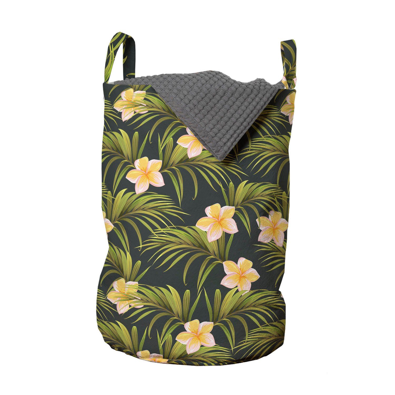 Abakuhaus Wäschesäckchen Wäschekorb mit Griffen Kordelzugverschluss für Waschsalons, Blumen Palmblätter Summer Flowers